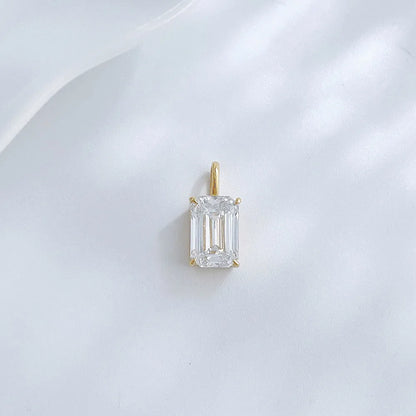 1.06 ct Minimalist Four-Prong Emerald-Cut Lab-Grown Diamond Pendant in 18K Yellow Gold
