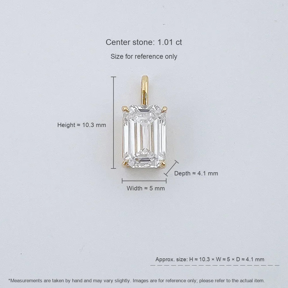 1.06 ct Minimalist Four-Prong Emerald-Cut Lab-Grown Diamond Pendant in 18K Yellow Gold