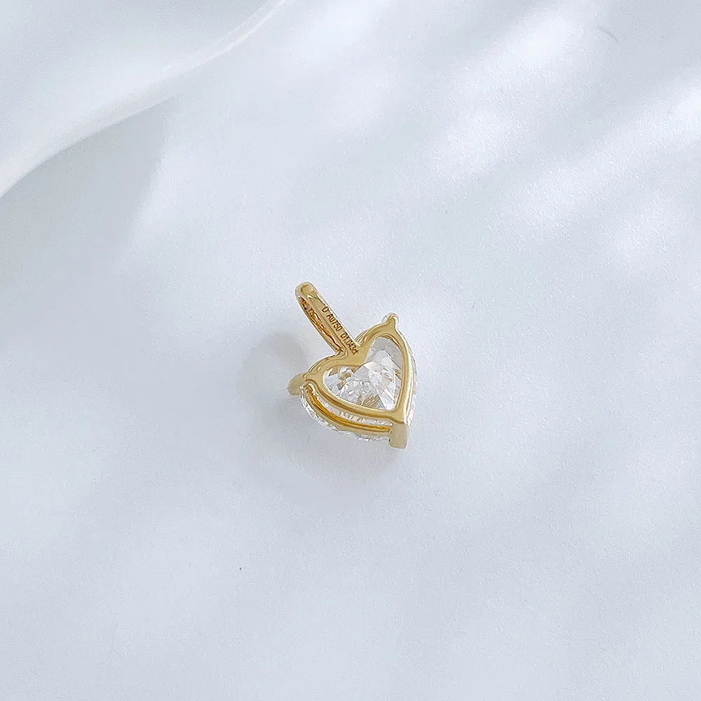1.01 ct Three-Prong Heart-Cut Lab-Grown Diamond Pendant in 18K Yellow Gold