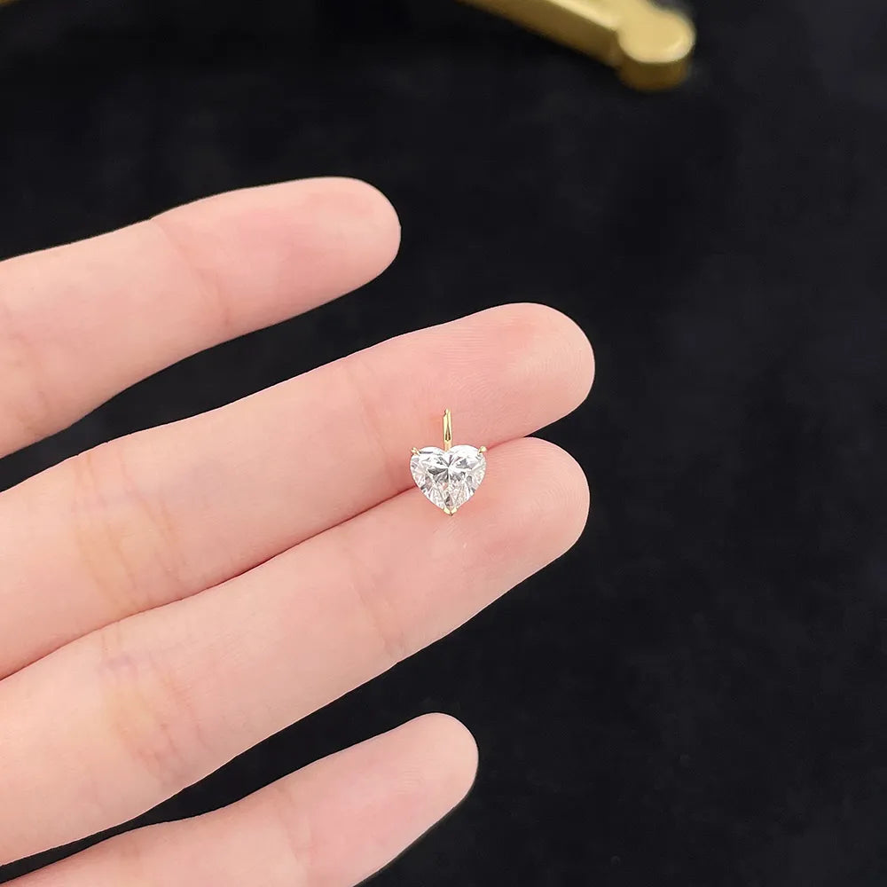 1.01 ct Three-Prong Heart-Cut Lab-Grown Diamond Pendant in 18K Yellow Gold