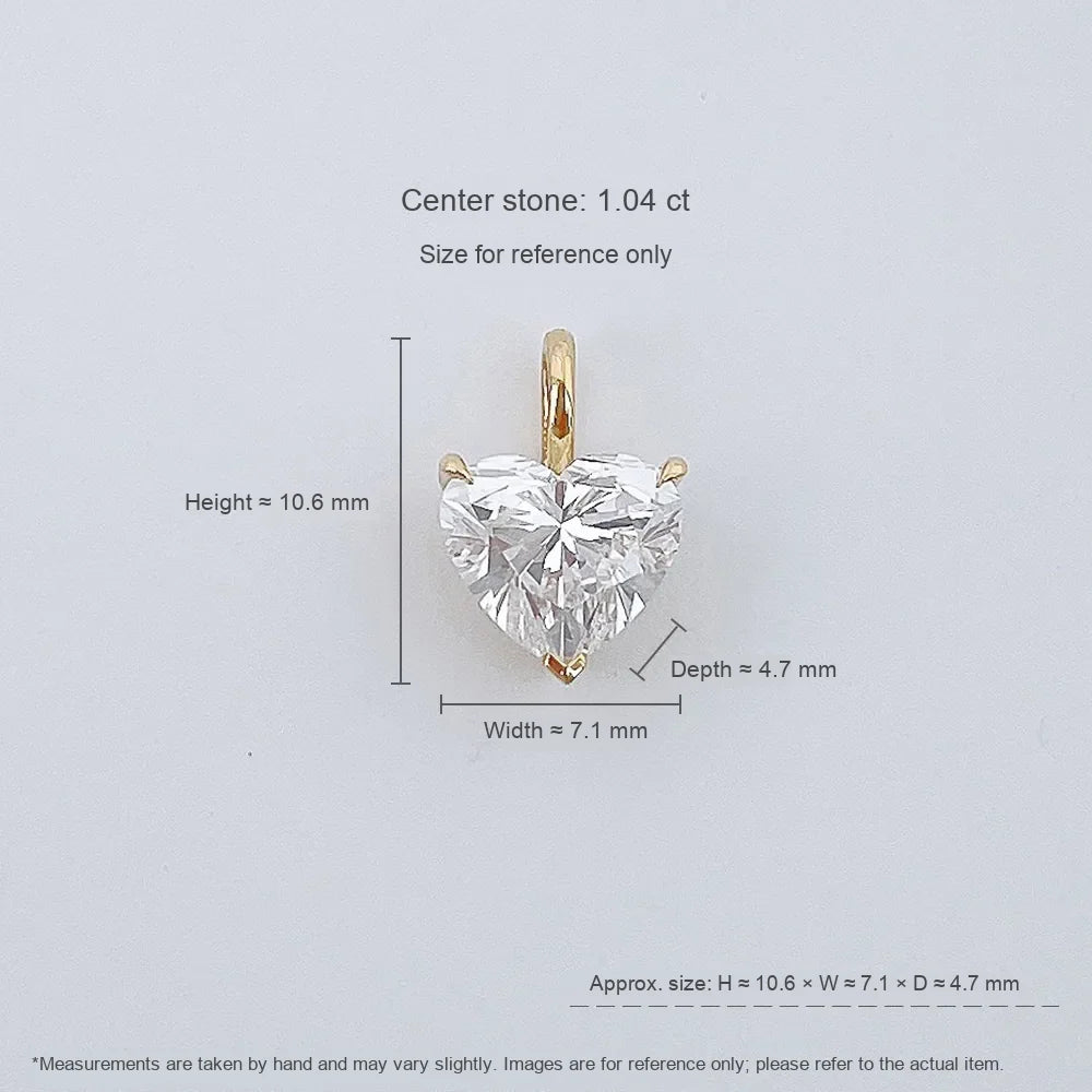 1.01 ct Three-Prong Heart-Cut Lab-Grown Diamond Pendant in 18K Yellow Gold