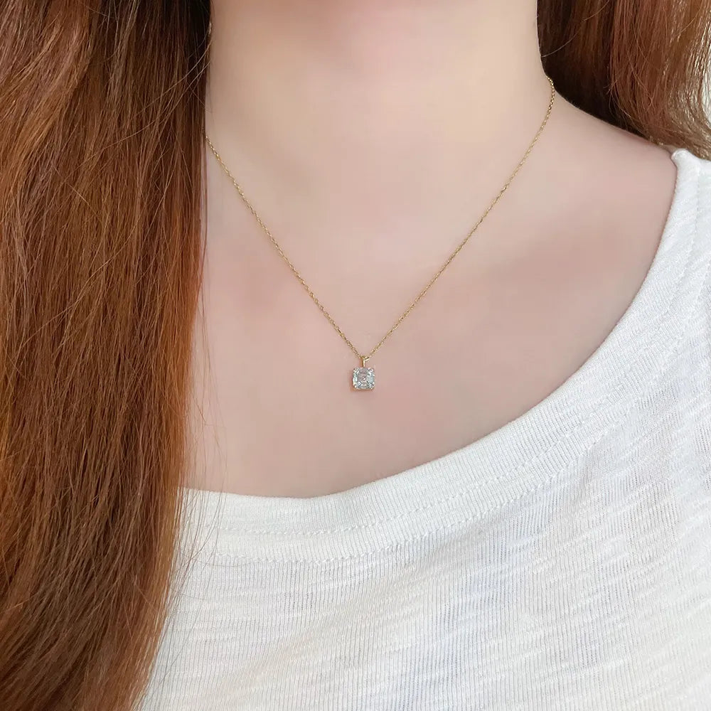 1.03 ct Minimalist Four-Prong Princess-Cut Lab-Grown Diamond Pendant in 18K Yellow Gold