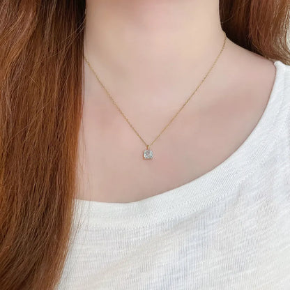 1.03 ct Minimalist Four-Prong Princess-Cut Lab-Grown Diamond Pendant in 18K Yellow Gold