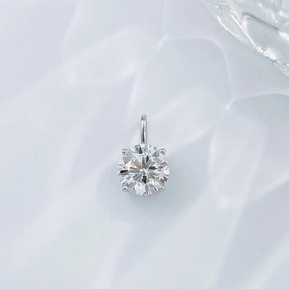 1.08 ct Minimalist Four-Prong Round-Cut Lab-Grown Diamond Pendant in 18K White Gold