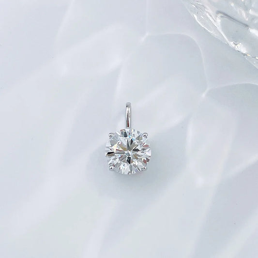 1.08 ct Minimalist Four-Prong Round-Cut Lab-Grown Diamond Pendant in 18K White Gold