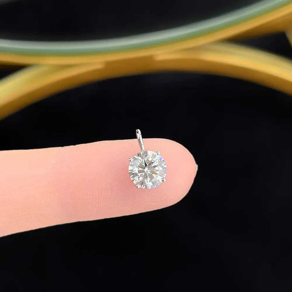1.08 ct Minimalist Four-Prong Round-Cut Lab-Grown Diamond Pendant in 18K White Gold