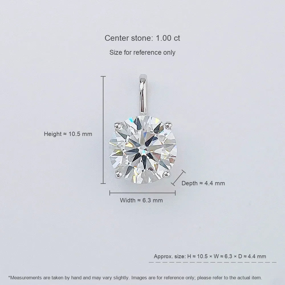1.08 ct Minimalist Four-Prong Round-Cut Lab-Grown Diamond Pendant in 18K White Gold