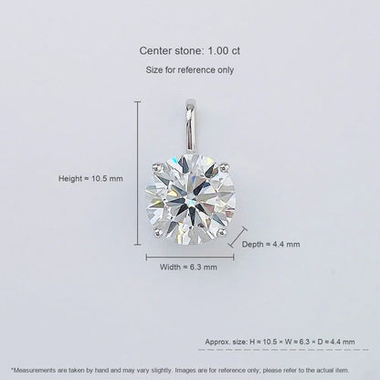 1.08 ct Minimalist Four-Prong Round-Cut Lab-Grown Diamond Pendant in 18K White Gold