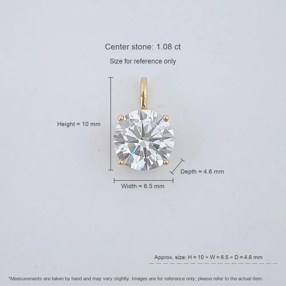 1.02 ct Minimalist Four-Prong Round-Cut Lab-Grown Diamond Pendant in 18K Yellow Gold
