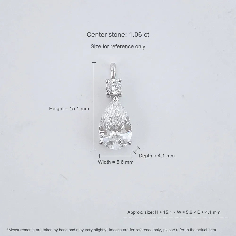 1.02 ct Three-Prong Pear-Cut Lab-Grown Diamond Pendant in PT950 Platinum