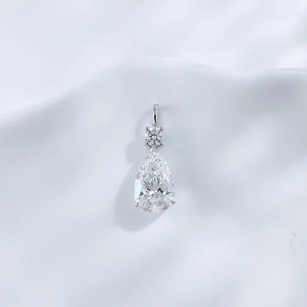 1.01 ct Celestial Three-Prong Pear-Cut Lab-Grown Diamond Pendant in 18K White Gold