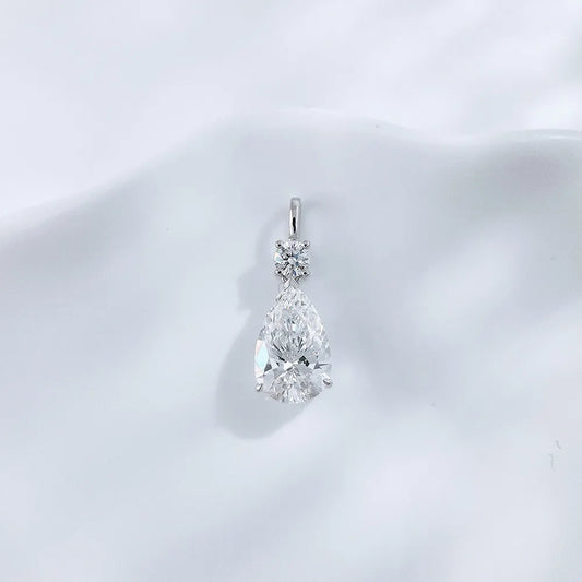 1.01 ct Celestial Three-Prong Pear-Cut Lab-Grown Diamond Pendant in 18K White Gold