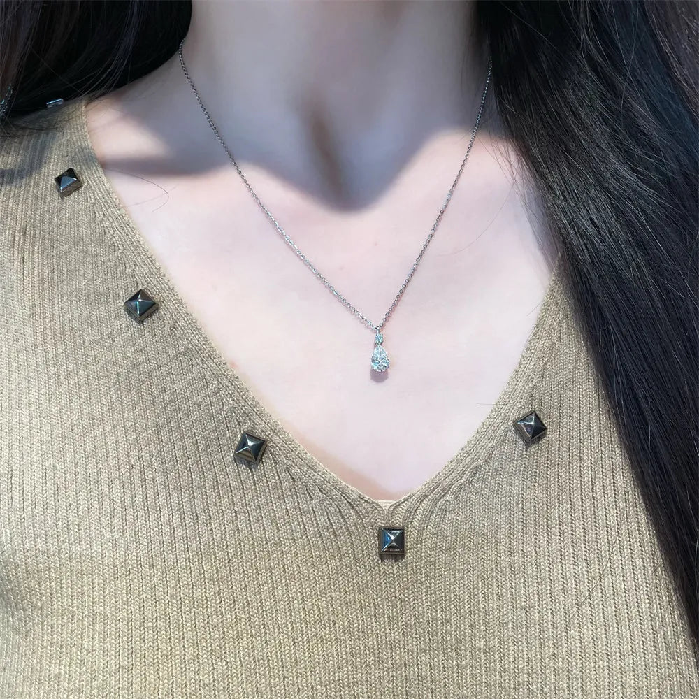 1.01 ct Celestial Three-Prong Pear-Cut Lab-Grown Diamond Pendant in 18K White Gold