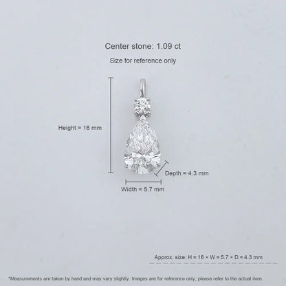 1.01 ct Celestial Three-Prong Pear-Cut Lab-Grown Diamond Pendant in 18K White Gold