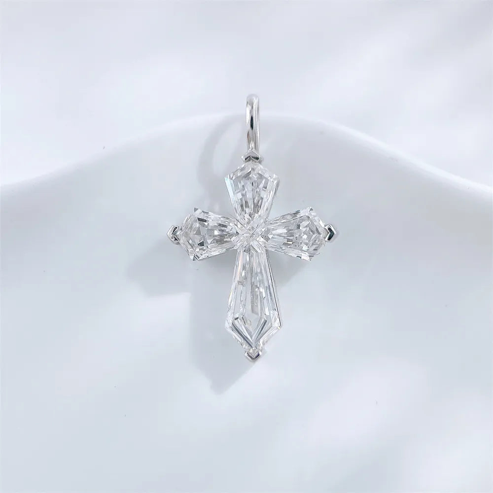 1.08 ctw Cross Emerald-Cut Lab-Grown Diamond Pendant in PT950 Platinum