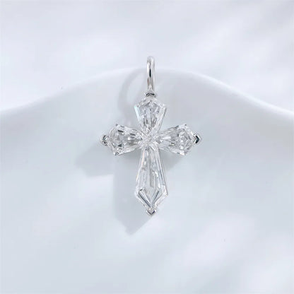1.08 ctw Cross Emerald-Cut Lab-Grown Diamond Pendant in PT950 Platinum