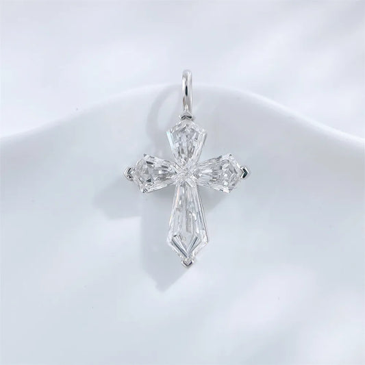 1.08 ctw Cross Emerald-Cut Lab-Grown Diamond Pendant in PT950 Platinum
