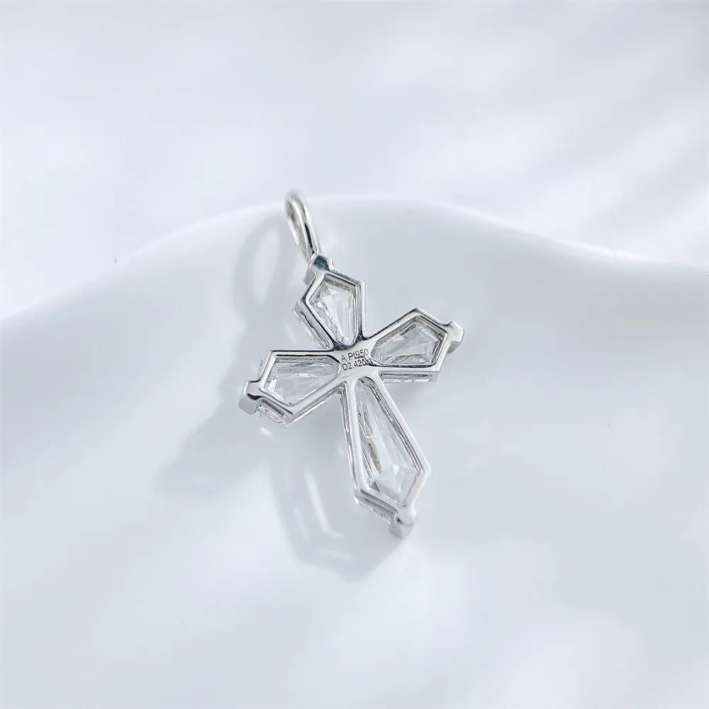 1.08 ctw Cross Emerald-Cut Lab-Grown Diamond Pendant in PT950 Platinum