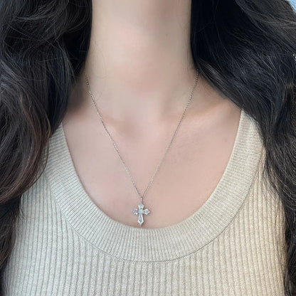 1.08 ctw Cross Emerald-Cut Lab-Grown Diamond Pendant in PT950 Platinum