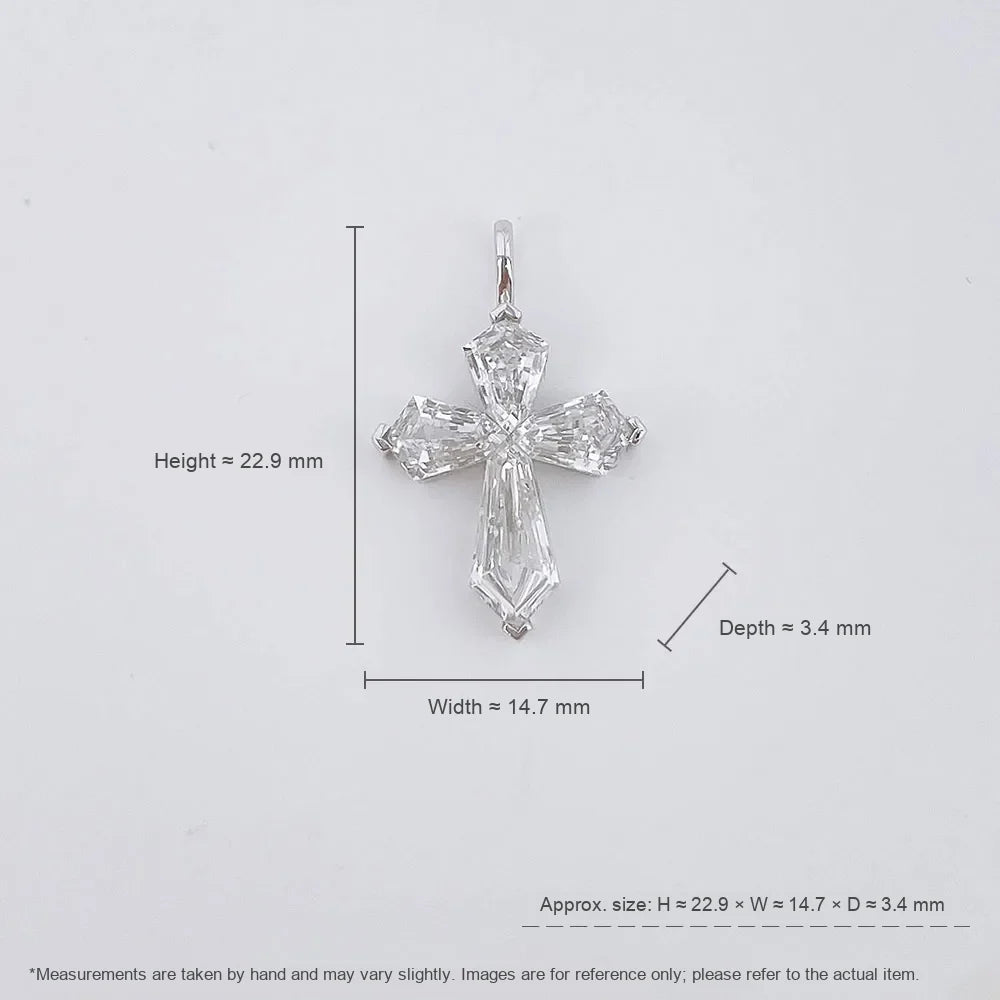 1.08 ctw Cross Emerald-Cut Lab-Grown Diamond Pendant in PT950 Platinum