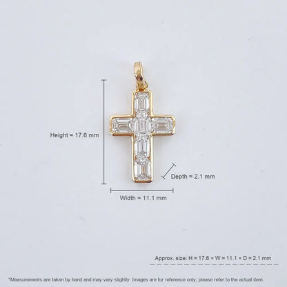 0.9 ctw Cross Emerald-Cut Lab-Grown Diamond Pendant in 18K Yellow Gold