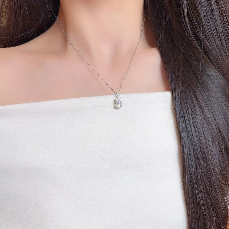 2 ct Emerald-Cut Lab-Grown Diamond Pendant in 18K White Gold