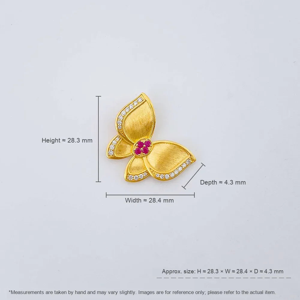 0.54 ctw Butterfly Round-Cut Lab-Grown Diamond Pendant in 925 Sterling Silver