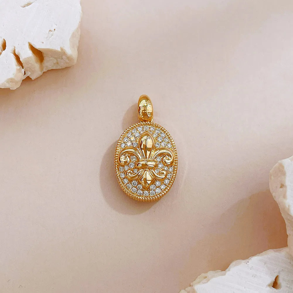 0.22 ctw Vintage Pavé Round-Cut Lab-Grown Diamond Pendant in 18K Yellow Gold