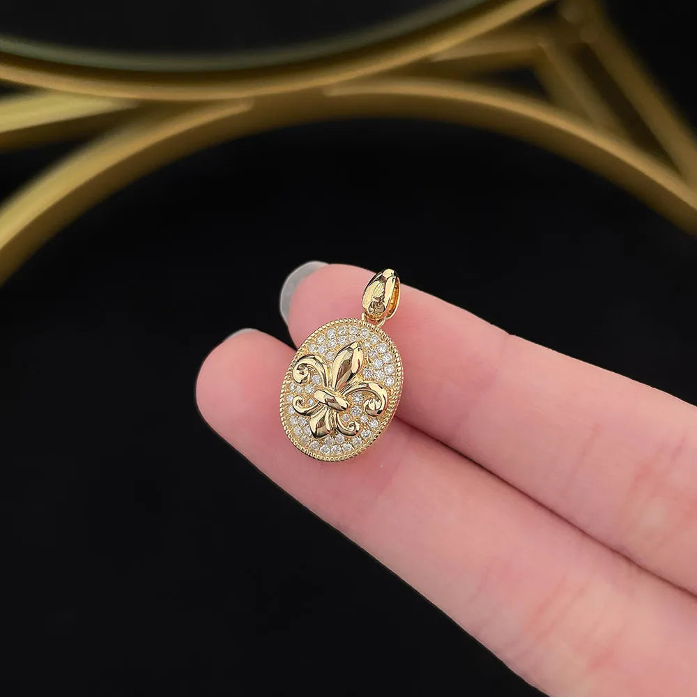 0.22 ctw Vintage Pavé Round-Cut Lab-Grown Diamond Pendant in 18K Yellow Gold
