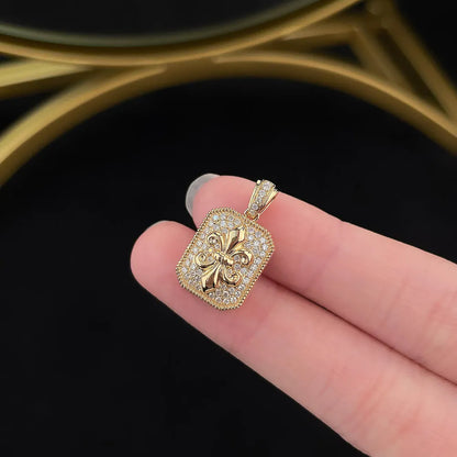 0.31 ctw Vintage Pavé Round-Cut Lab-Grown Diamond Pendant in 18K Yellow Gold