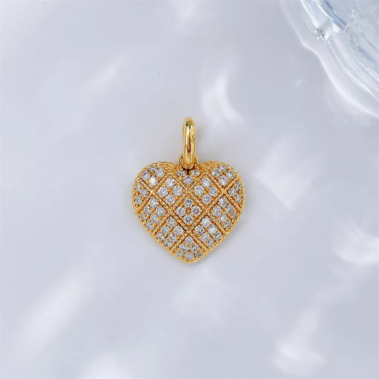 0.55 ctw Pavé Round-Cut Lab-Grown Diamond Pendant in 18K Yellow Gold