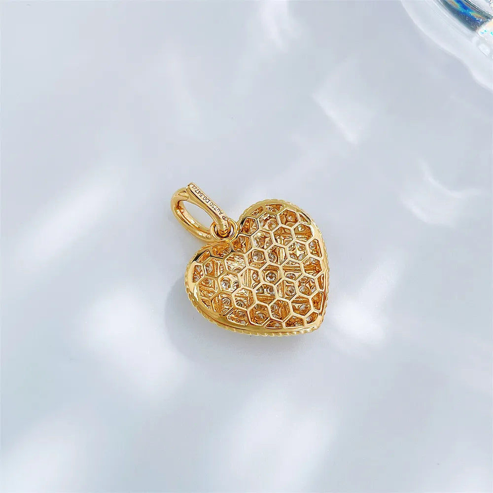 0.55 ctw Pavé Round-Cut Lab-Grown Diamond Pendant in 18K Yellow Gold