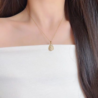 0.47 ctw Vintage Pavé Round-Cut Lab-Grown Diamond Pendant in 18K Yellow Gold