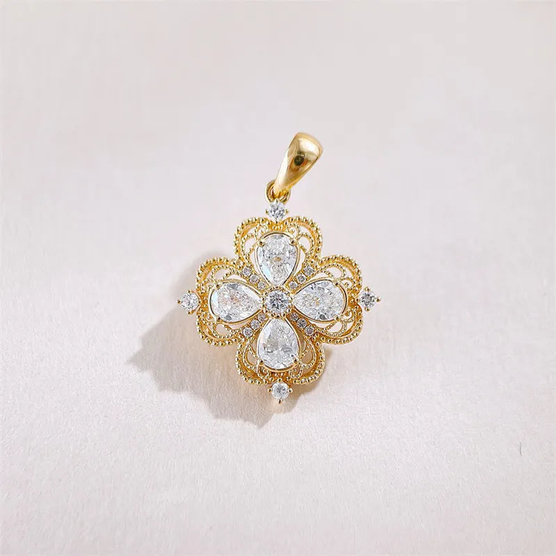 0.66 ctw Four-Leaf Clover Mixed-Cut Lab-Grown Diamond Pendant in 18K Yellow Gold