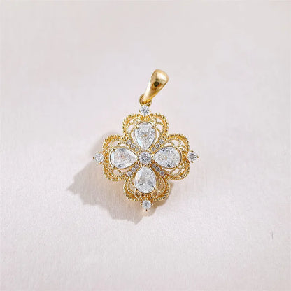 0.66 ctw Four-Leaf Clover Mixed-Cut Lab-Grown Diamond Pendant in 18K Yellow Gold