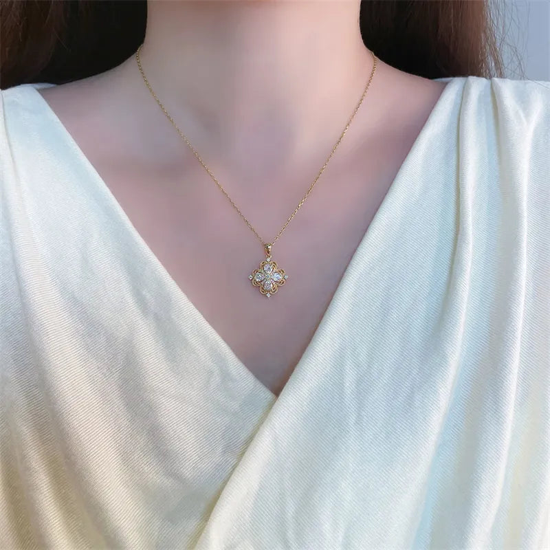 0.66 ctw Four-Leaf Clover Mixed-Cut Lab-Grown Diamond Pendant in 18K Yellow Gold