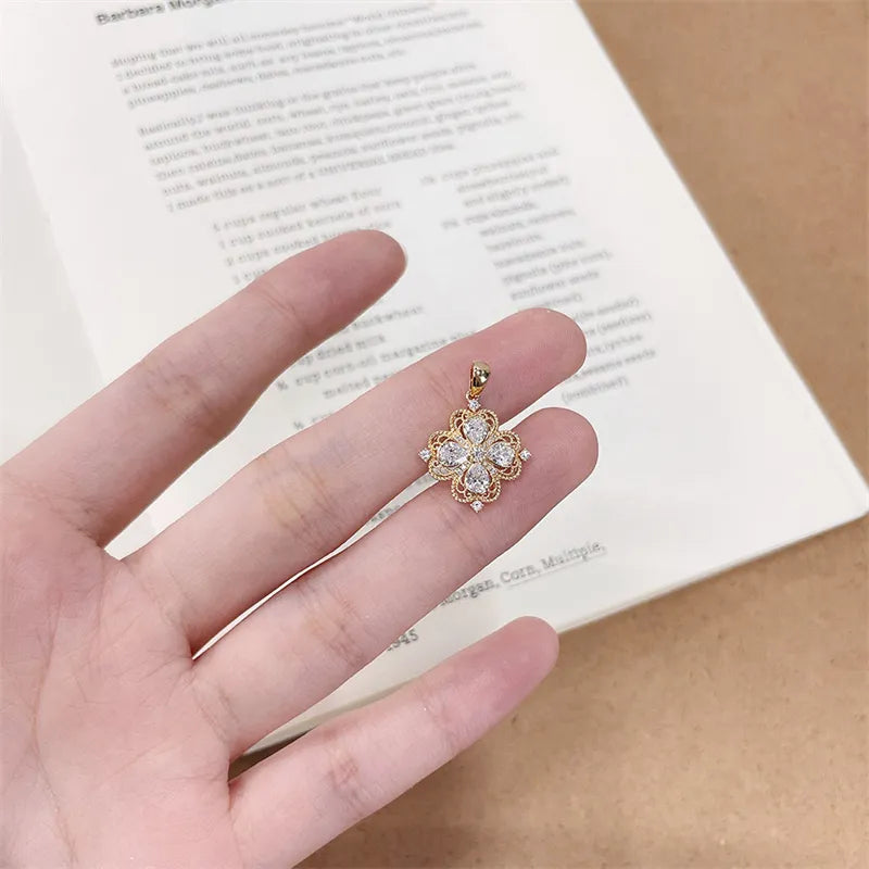 0.66 ctw Four-Leaf Clover Mixed-Cut Lab-Grown Diamond Pendant in 18K Yellow Gold
