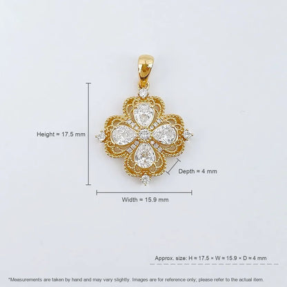 0.66 ctw Four-Leaf Clover Mixed-Cut Lab-Grown Diamond Pendant in 18K Yellow Gold