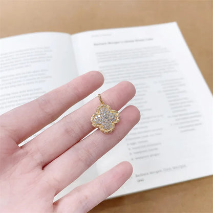 0.57 ctw Four-Leaf Clover Pavé Round-Cut Lab-Grown Diamond Pendant in 18K Yellow Gold