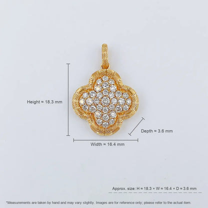 0.57 ctw Four-Leaf Clover Pavé Round-Cut Lab-Grown Diamond Pendant in 18K Yellow Gold