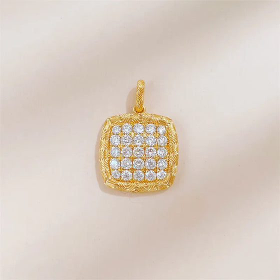 0.82 ctw Vintage Pavé Round-Cut Lab-Grown Diamond Pendant in 18K Yellow Gold