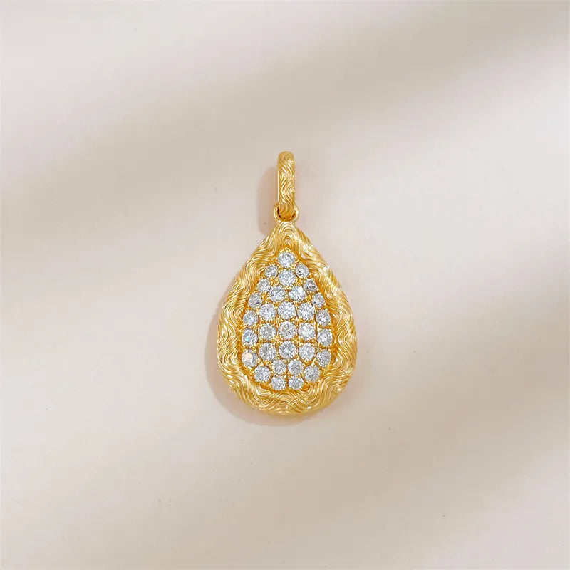 0.39 ctw Vintage Pavé Round-Cut Lab-Grown Diamond Pendant in 18K Yellow Gold