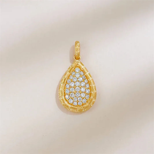 0.39 ctw Vintage Pavé Round-Cut Lab-Grown Diamond Pendant in 18K Yellow Gold