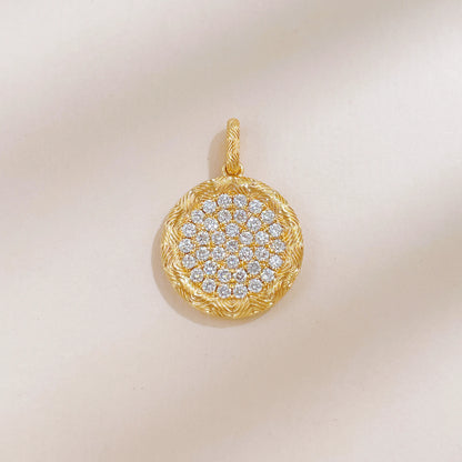 0.52 ctw Vintage Pavé Round-Cut Lab-Grown Diamond Pendant in 18K Yellow Gold