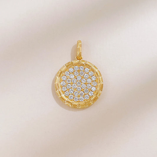 0.52 ctw Vintage Pavé Round-Cut Lab-Grown Diamond Pendant in 18K Yellow Gold