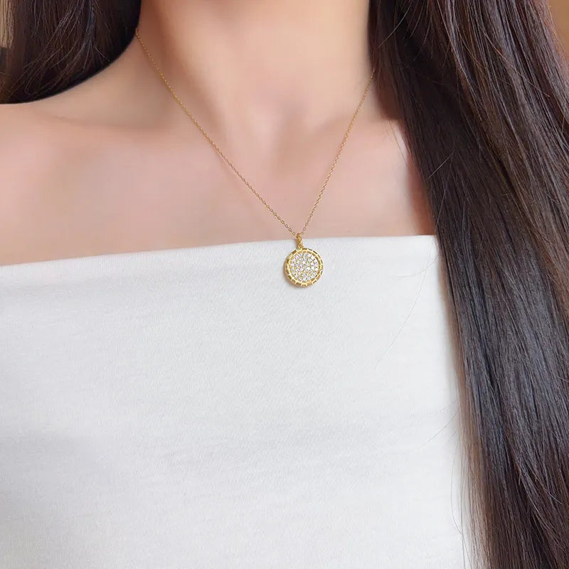 0.52 ctw Vintage Pavé Round-Cut Lab-Grown Diamond Pendant in 18K Yellow Gold
