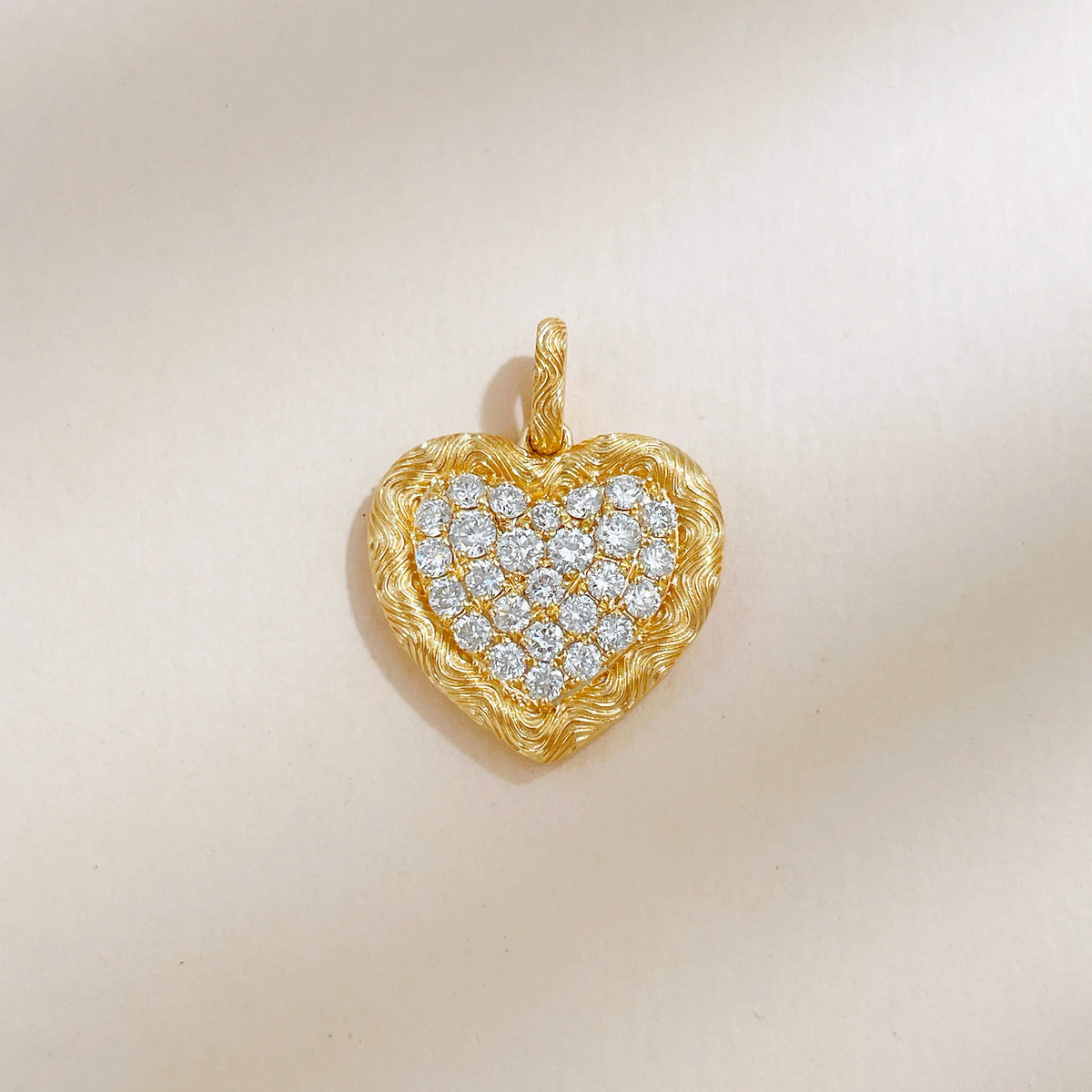 0.59 ctw Vintage Pavé Round-Cut Lab-Grown Diamond Pendant in 18K Yellow Gold