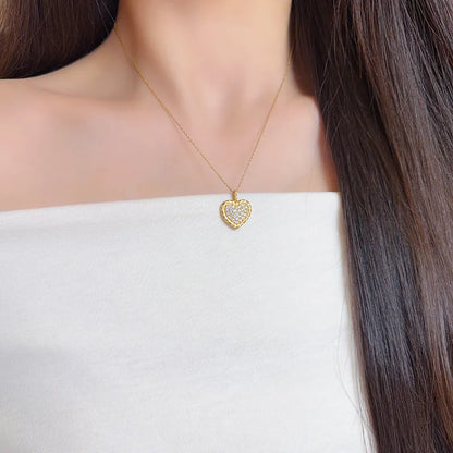 0.59 ctw Vintage Pavé Round-Cut Lab-Grown Diamond Pendant in 18K Yellow Gold
