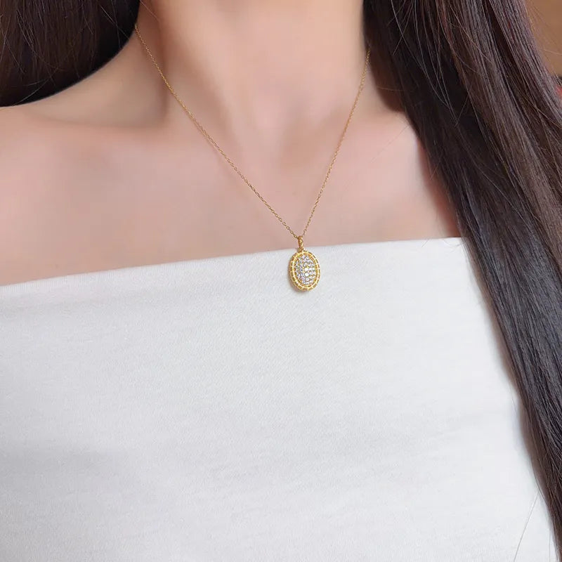 0.43 ctw Vintage Pavé Round-Cut Lab-Grown Diamond Pendant in 18K Yellow Gold