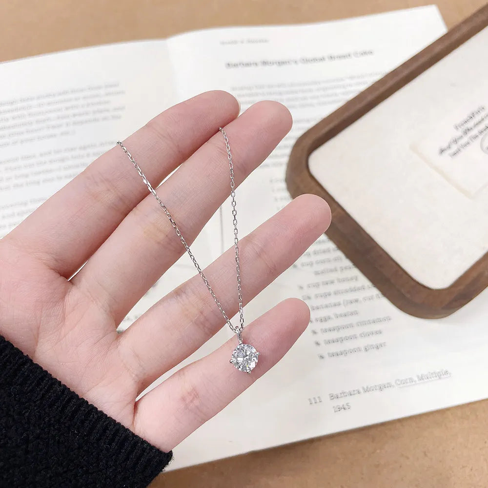 1.07 ct Celestial Round-Cut Lab-Grown Diamond Pendant Necklace in 925 Sterling Silver